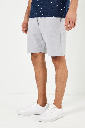 solid cotton men's shorts - grey melange