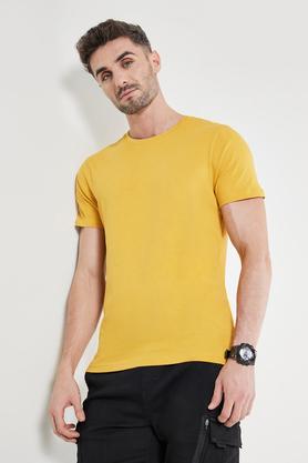 solid cotton men's t-shirt - fresh mustard