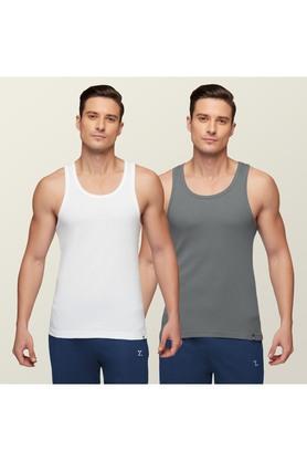 solid cotton men's vests - multi