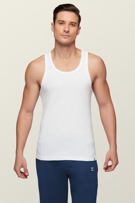 solid cotton men's vests - white