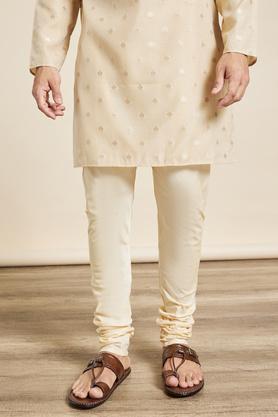 solid cotton mens casual wear churidar - natural