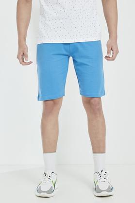 solid cotton mens shorts - deep cobalt