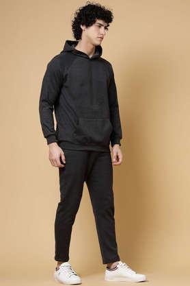 solid cotton oversized fit men's tracksuit - charcoal