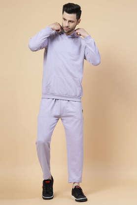 solid cotton oversized fit men's tracksuit - light purple