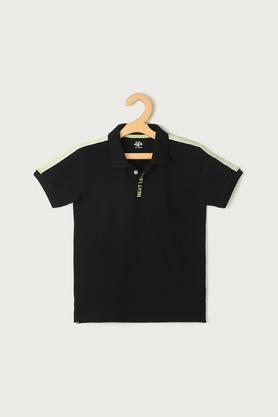 solid cotton polo boys t-shirt - black