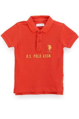 solid cotton polo boys t-shirt - dusty orange