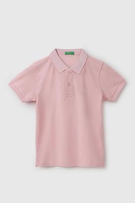 solid cotton polo boys t-shirt - light pink