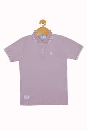 solid cotton polo boys t-shirt - lilac