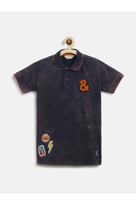 solid cotton polo boys t-shirt - navy