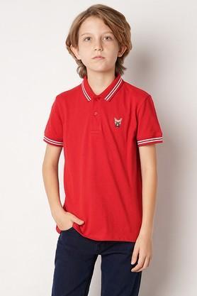 solid cotton polo boys t-shirt - red