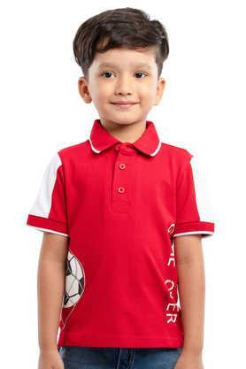 solid cotton polo boys t-shirt - red