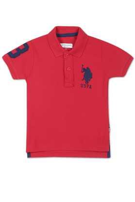 solid cotton polo boys t-shirt - red