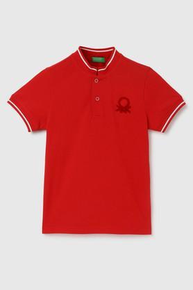 solid cotton polo boys t-shirt - red