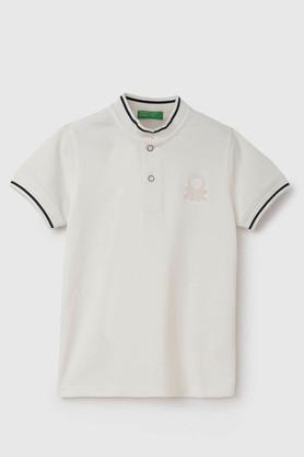 solid cotton polo boys t-shirt - white