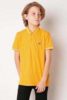 solid cotton polo boys t-shirt - yellow
