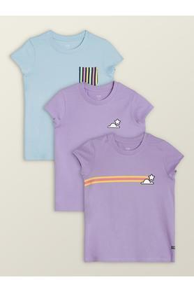 solid cotton polo girls t-shirt - blue