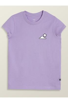 solid cotton polo girls t-shirt - violet