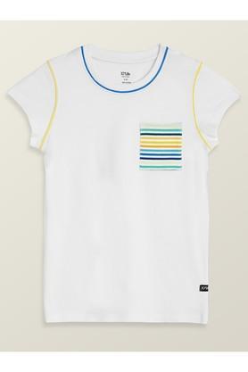 solid cotton polo girls t-shirt - white