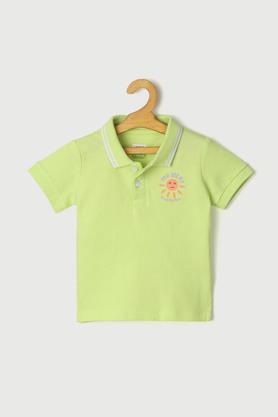 solid cotton polo infant boys t-shirt - lime green