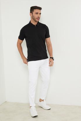 solid cotton polo men's t-shirt - black