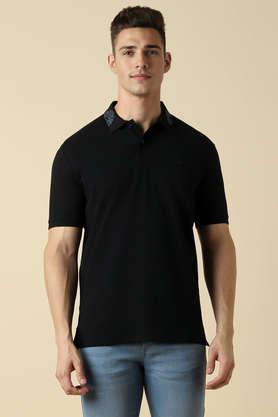 solid cotton polo men's t-shirt - black