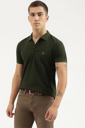 solid cotton polo men's t-shirt - green