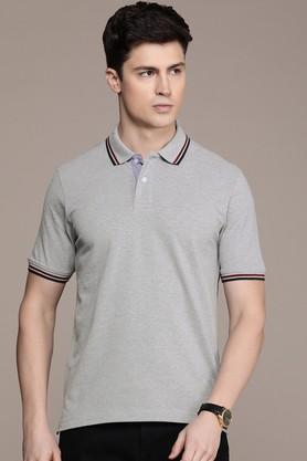 solid cotton polo men's t-shirt - grey