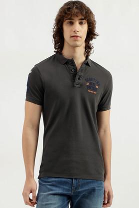 solid cotton polo men's t-shirt - grey