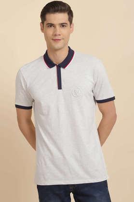 solid cotton polo men's t-shirt - grey