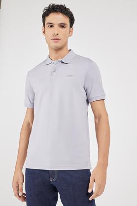 solid cotton polo men's t-shirt - grey