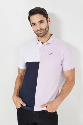 solid cotton polo men's t-shirt - lilac