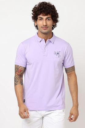 solid cotton polo men's t-shirt - lilac