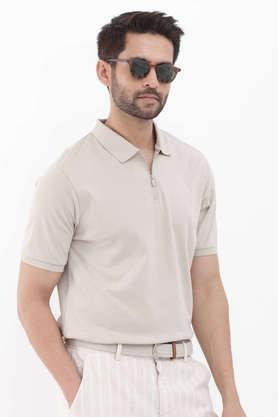 solid cotton polo men's t-shirt - natural