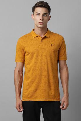 solid cotton polo men's t-shirt - ochre