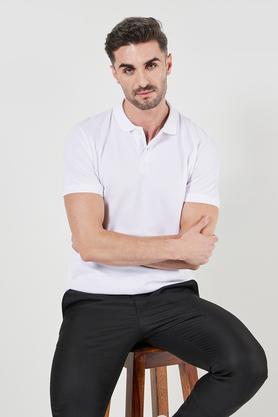 solid cotton polo men's t-shirt - off white