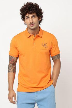 solid cotton polo men's t-shirt - orange