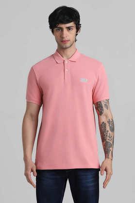 solid cotton polo men's t-shirt - pink