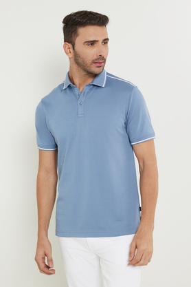 solid cotton polo men's t-shirt - powder blue