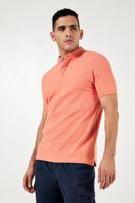 solid cotton polo men's t-shirt - powder orange