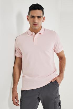 solid cotton polo men's t-shirt - powder pink