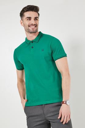 solid cotton polo men's t-shirt - prime green