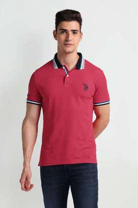 solid cotton polo men's t-shirt - red