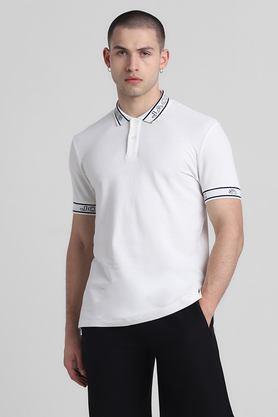 solid cotton polo men's t-shirt - white