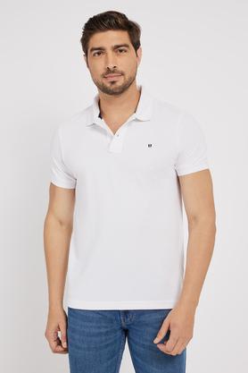 solid cotton polo men's t-shirt - white