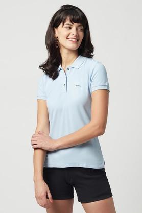 solid cotton polo womens t-shirt - sky blue
