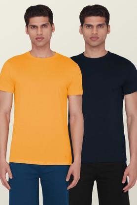 solid cotton poly spandex regular men's t-shirt - multi