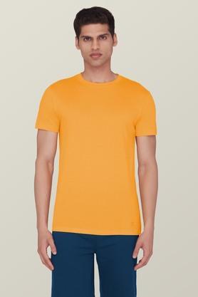 solid cotton poly spandex regular men's t-shirt - orange