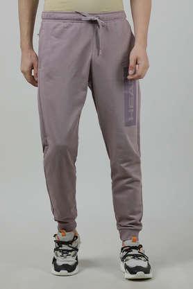 solid cotton poly spandex slim fit men's joggers - lilac