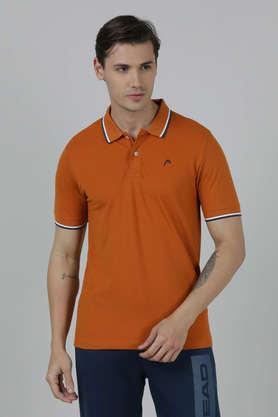 solid cotton poly spandex slim fit men's t-shirt - ginger snap
