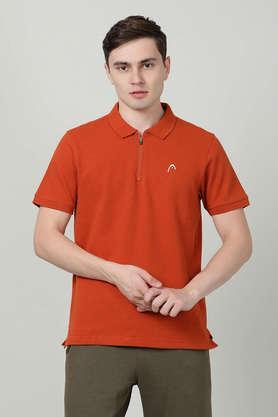 solid cotton poly spandex slim fit men's t-shirt - ginger snap